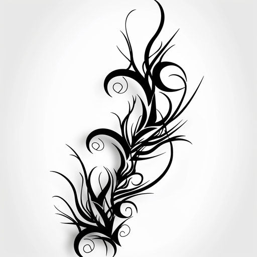 Tribal vine tattoo design, bold lines and patterns