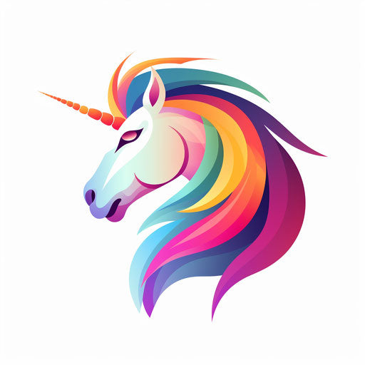 Minimalist unicorn clipart on white background