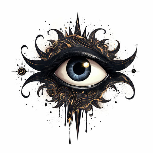 The eye, the sun and moon in a black glyph