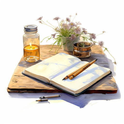 Diary illustration in the style of oil painting, on white background