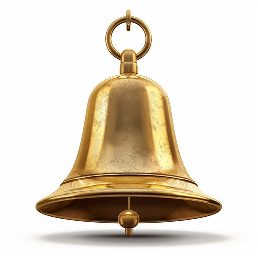 Bell clipart in a photo realistic style on a flat white background