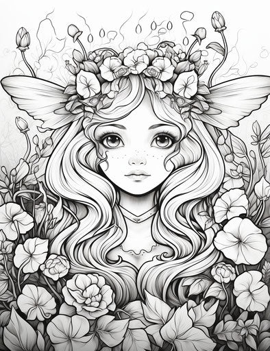 Coloring pages of cute little fairy for kids