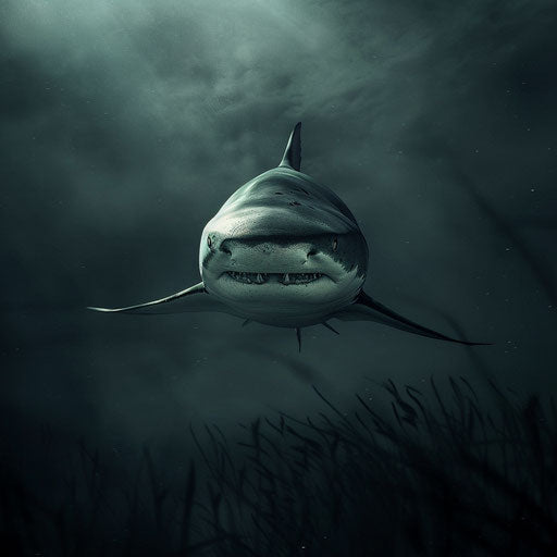 Bull shark gliding effortlessly in the twilight zone