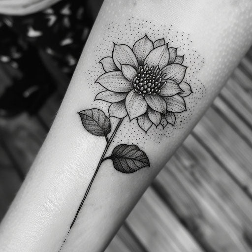 November birth flower in pointillism style