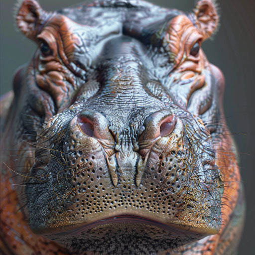 Detailed texture and coloration of a hippo's skin
