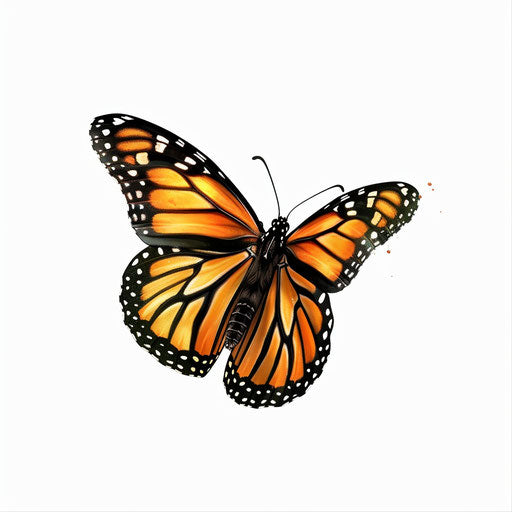 Realistic monarch butterfly tattoo on white background