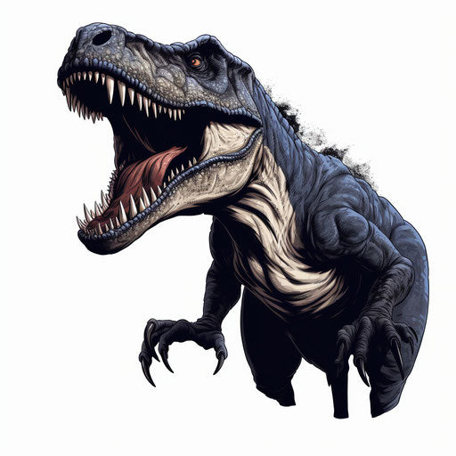 T rex clipart in the style of Chiaroscuro Art, on a white background