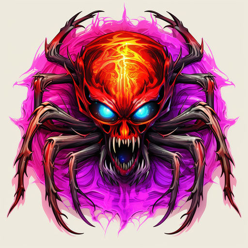 Spider tattoo sticker design, deathcore style