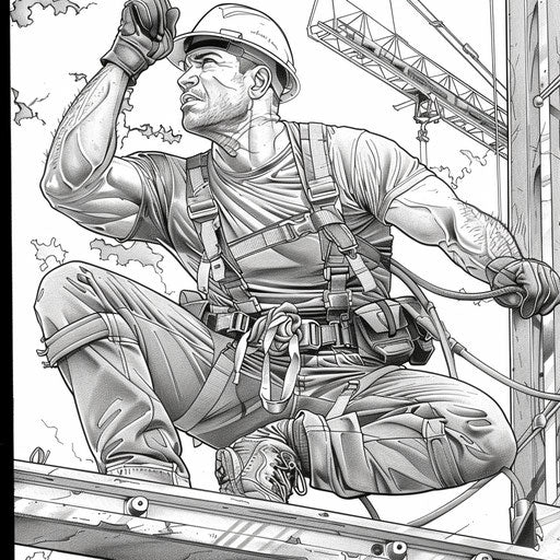 Dramatic construction worker in action