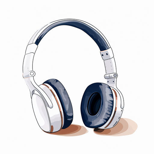 Minimalist style headphones illustration on white background