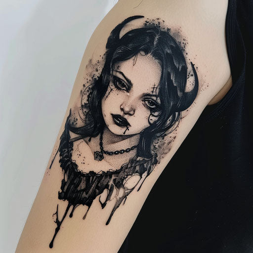 Depression tattoo with gothic elements, in the style of Gerald Brom