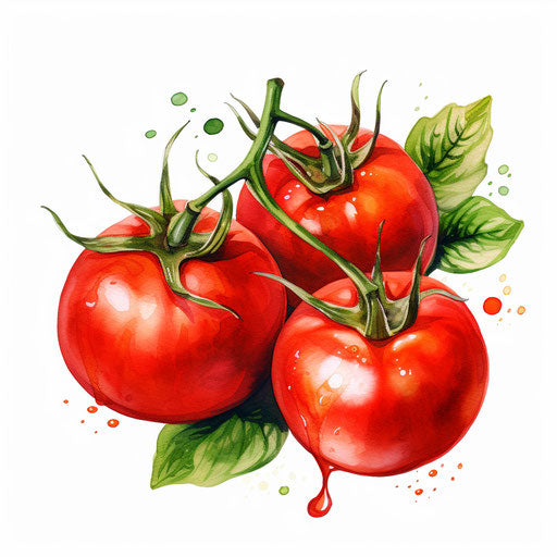 Tomato clipart in the style of Oil painting, on a white background