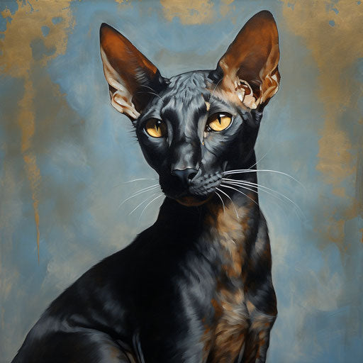 Oil painting of an oriental shorthair cat