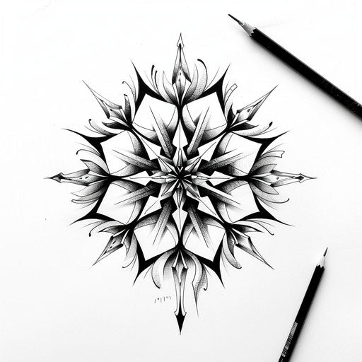 Elegant sketch of a intricate snowflake in clipart style