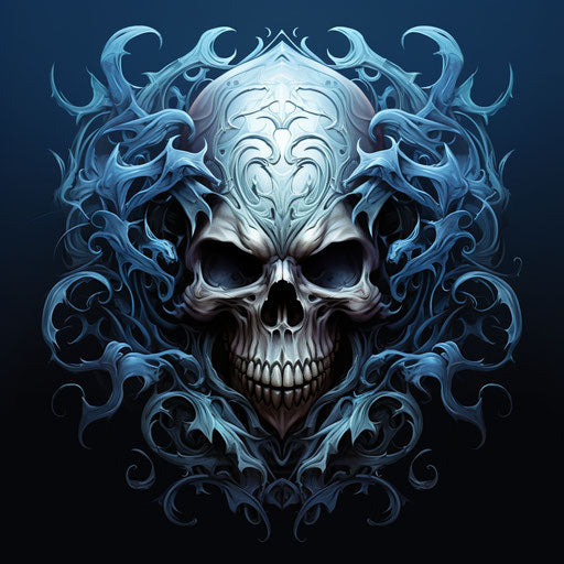 Skull designs for tattoo inspiration, dark fantasy creatures style