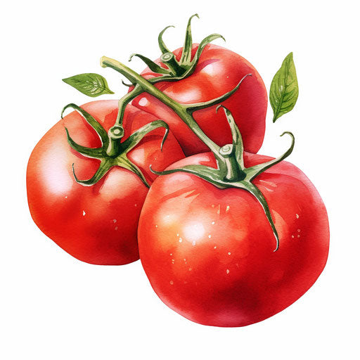 Tomato clipart in the style of Watercolor Art, on a white background