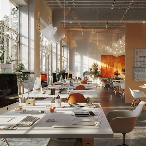 Office snapshots of a vibrant architectural company with 3D models