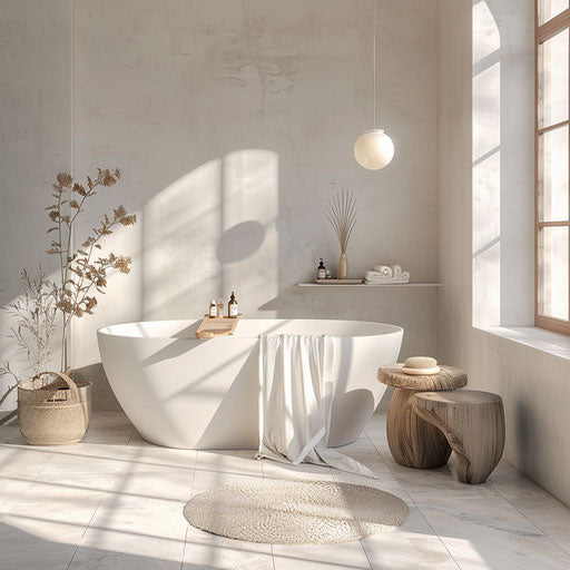 Realistic bathroom clipart on flat white background