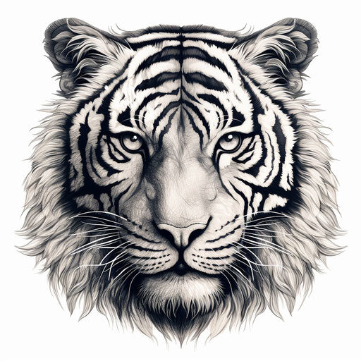 Minimalist and monochromatic tiger drawings