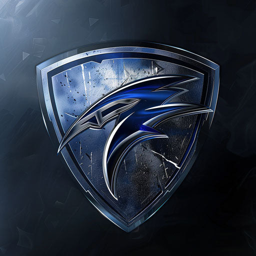 Blue and silver football logo design on modern background