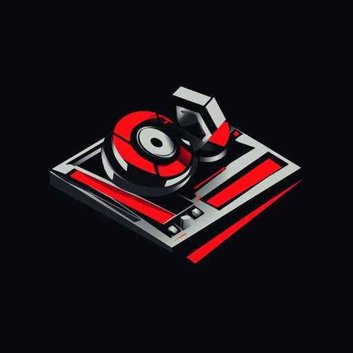Modern DJ logo with unique stylized crossfader