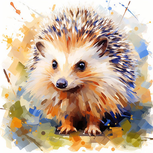 Hedgehog clipart in the style of Impressionistic Art, on a white background