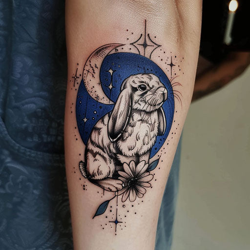 Mysterious sketch of a moonlit bunny