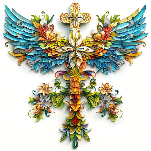 Faith clipart in a photo realistic style against a flat white background, vibrant colors and intricate textures