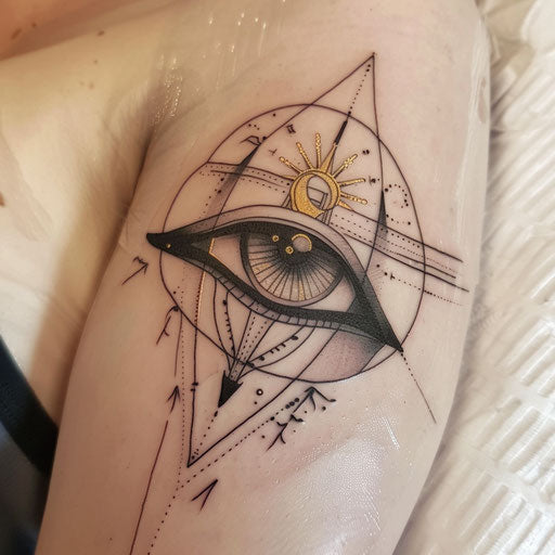 Art deco Eye of Horus tattoo on white canvas