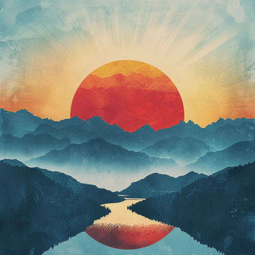 Serene sunrise over a mountain range