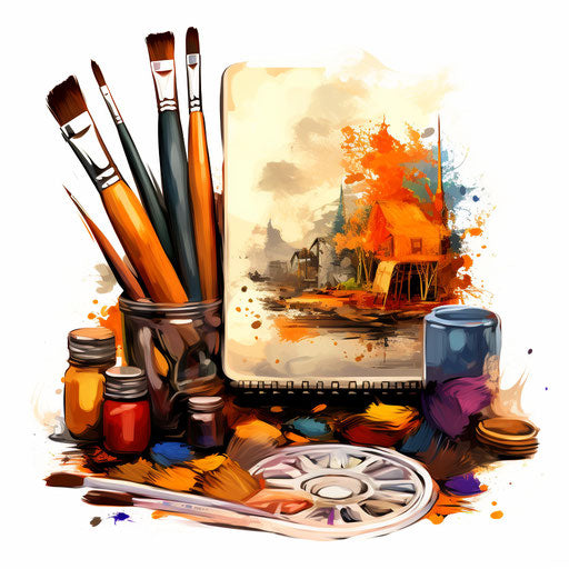 Agenda clipart in the style of Oil painting, on a white background