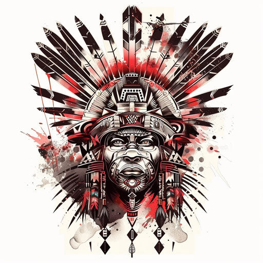 Bold and abstract Aztec warrior tattoo concept