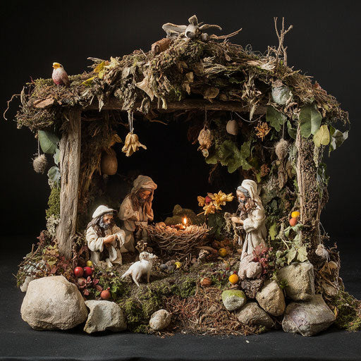 Nativity scene in natural materials