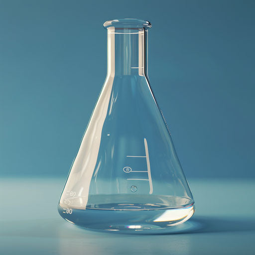 Photo realistic beaker clipart with a flat blue background