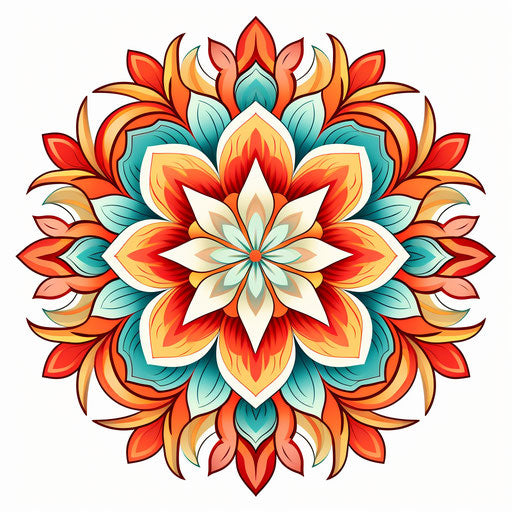 Flower mandala coloring pages, oriental style, holotone printing, khmer art, precisionist lines, serene feeling, multilayered, white background