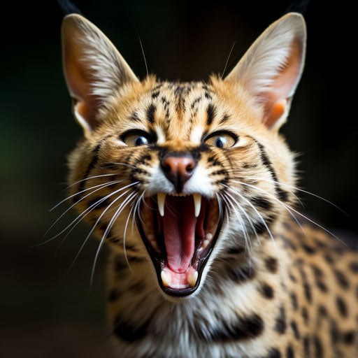 A serval cat meowing