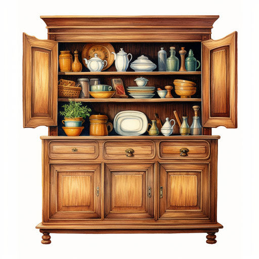 Cupboard clipart in Oil painting style on white background