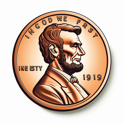 Minimalist penny illustration on white background