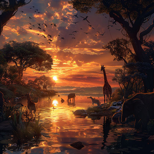 Animals at dawn, starting their day