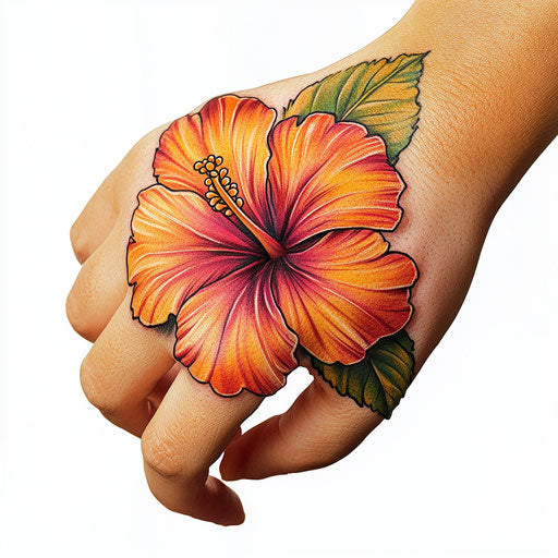 Hibiscus flower tattoo on pure white backdrop