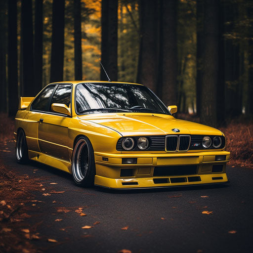 Bright yellow classic BMW M3