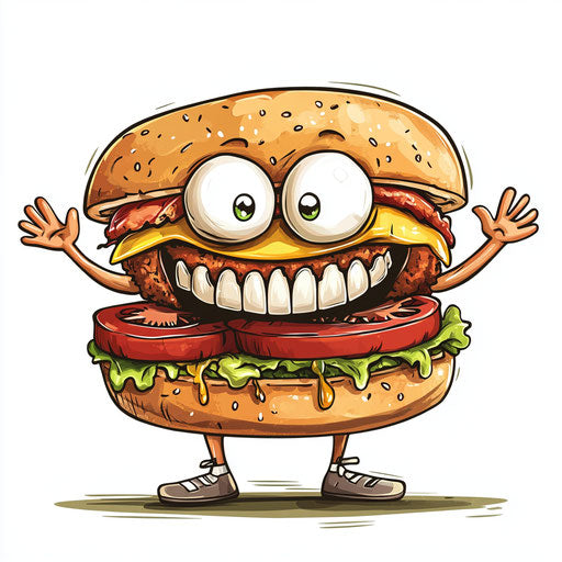 Humorous caricature of a fast food clipart with human characteristics