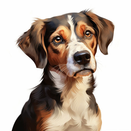 Dog cartoon in the style of Oil painting, on a white background