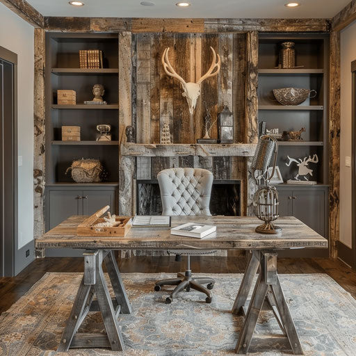 Rustic home office with warm vintage decor