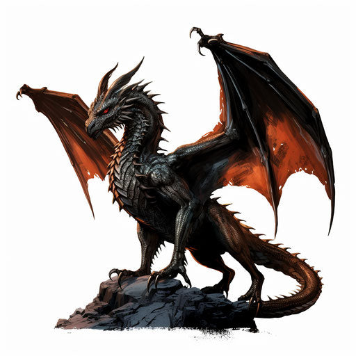 Dragon clipart in the style of Chiaroscuro Art, on white background