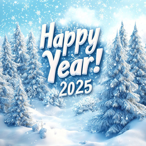 3D Snowy Landscape with Happy New Year 2025