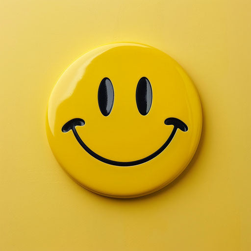 Smiley face, yellow background, pellegrini style, logo
