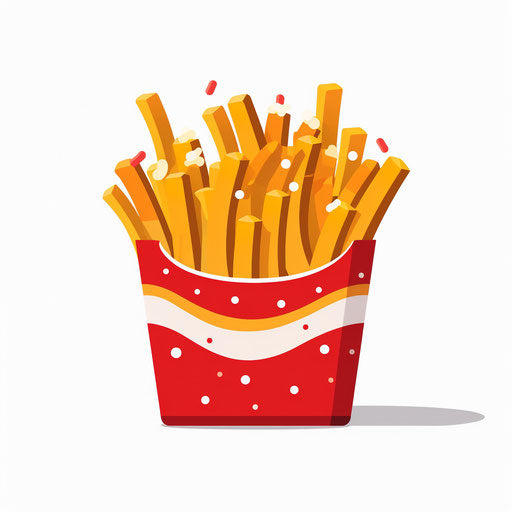 Minimalist-style clipart of fries, on white background