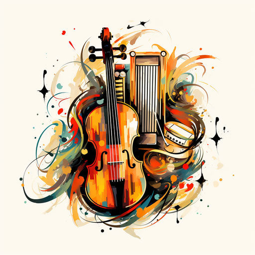 Musical instruments in the style of Impressionistic Art