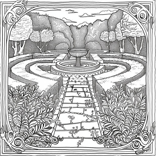 Labyrinthine garden path leading to a hidden alcove